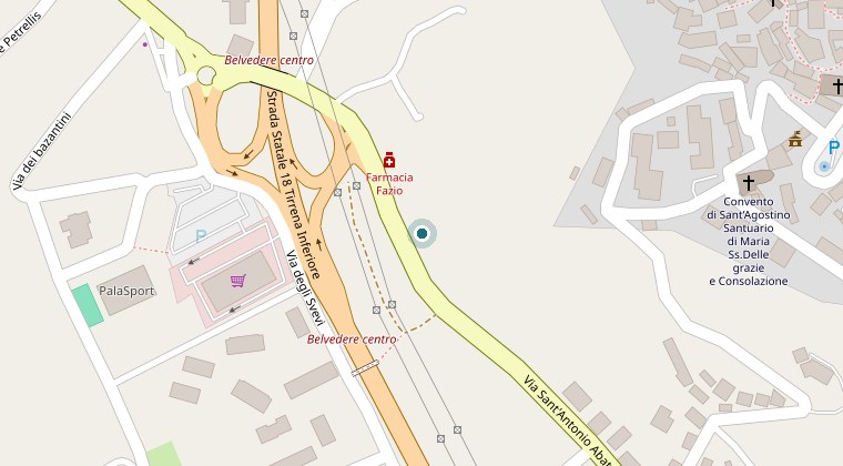 Mappa della zona dello studio di Belvedere Marittimo, con il punto della sede
